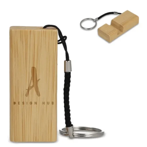 Gift Campaign Portachiavi in bambù con cordino e supporto per cellulare> Portachiavi In Legno