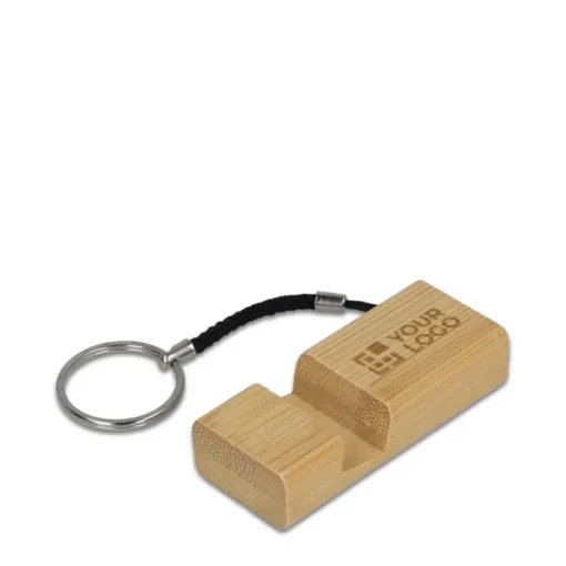 Gift Campaign Portachiavi in bambù con cordino e supporto per cellulare> Portachiavi In Legno