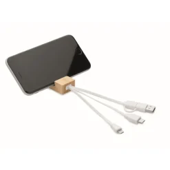 Gift Campaign Portachiavi in bambù con supporto per telefono e cavetti di ricarica> Portachiavi In Legno