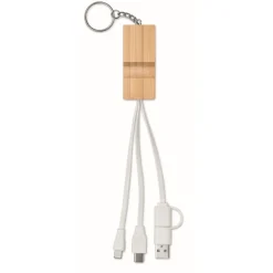 Gift Campaign Portachiavi in bambù con supporto per telefono e cavetti di ricarica></noscript> Portachiavi In Legno