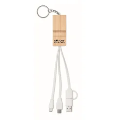 Gift Campaign Portachiavi in bambù con supporto per telefono e cavetti di ricarica></noscript> Portachiavi In Legno