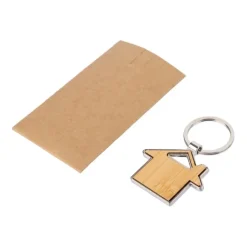 Gift Campaign Portachiavi in bambù e lega di zinco a forma di casa personalizzabile> Portachiavi In Legno