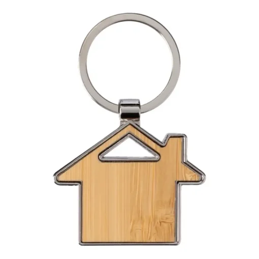 Gift Campaign Portachiavi in bambù e lega di zinco a forma di casa personalizzabile> Portachiavi In Legno