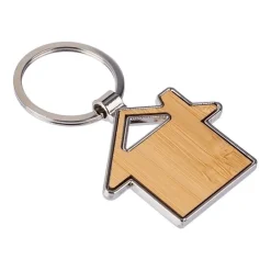 Gift Campaign Portachiavi in bambù e lega di zinco a forma di casa personalizzabile></noscript> Portachiavi In Legno