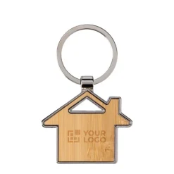 Gift Campaign Portachiavi in bambù e lega di zinco a forma di casa personalizzabile></noscript> Portachiavi In Legno