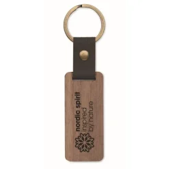 Gift Campaign Portachiavi in di noce con laccetto in pelle sintetica> Portachiavi In Legno