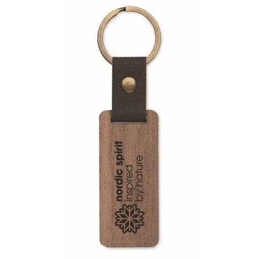 Gift Campaign Portachiavi in di noce con laccetto in pelle sintetica> Portachiavi In Legno