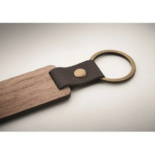 Gift Campaign Portachiavi in di noce con laccetto in pelle sintetica> Portachiavi In Legno