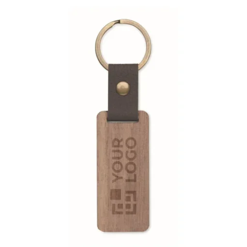 Gift Campaign Portachiavi in di noce con laccetto in pelle sintetica> Portachiavi In Legno