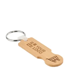 Gift Campaign Portachiavi in rettangolare con gettone carrello spesa Trolley></noscript> Portachiavi In Legno