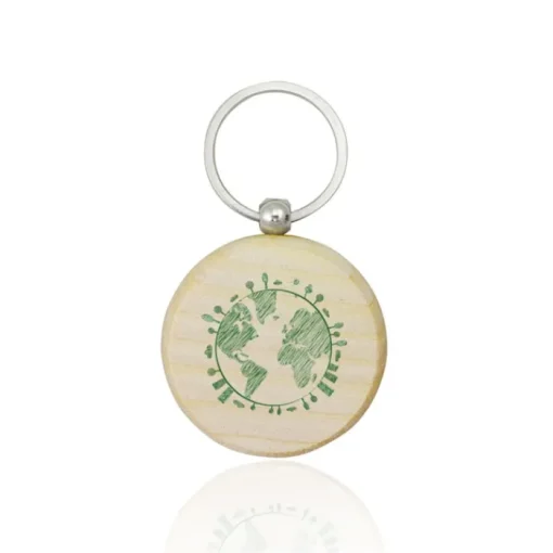 Gift Campaign Portachiavi in legno rotondo con grande area per l'incisione> Portachiavi In Legno