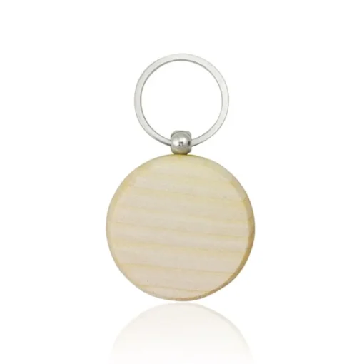 Gift Campaign Portachiavi in legno rotondo con grande area per l'incisione> Portachiavi In Legno
