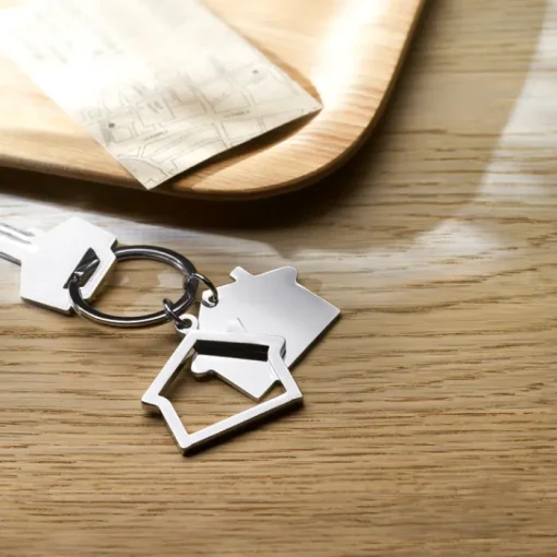 Gift Campaign Portachiavi in metallo con due ciondoli a forma di casa DoubleHome> Portachiavi In Metallo