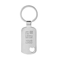 Gift Campaign Portachiavi personalizzato metallico e dettaglio cuore fustellato ILove></noscript> Portachiavi In Metallo