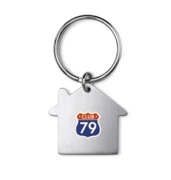 Gift Campaign Portachiavi personalizzato in metallo a forma di casa e anello Aluhome></noscript> Portachiavi In Metallo