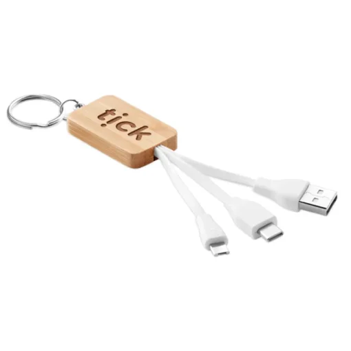 Gift Campaign Portachiavi promozionale naturale cavetti di ricarica USB BambooTech> Portachiavi In Legno