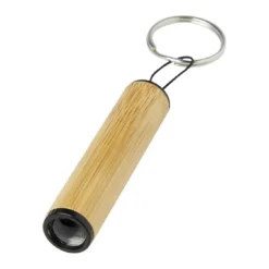 Gift Campaign Portachiavi promozionale bambù con torcia led e anello BambooLight> Torce
