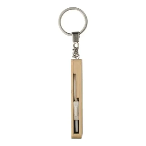 Gift Campaign Portachiavi promozionale in bambù con cavetti di ricarica nascosti> Portachiavi In Legno