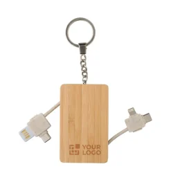 Gift Campaign Portachiavi promozionale in bambù con cavetti di ricarica nascosti></noscript> Portachiavi In Legno