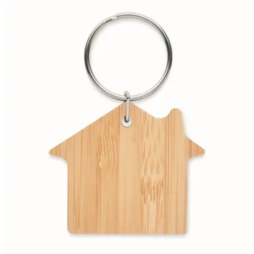 Gift Campaign Portachiavi promozionali in bambù a forma di casa> Portachiavi In Legno