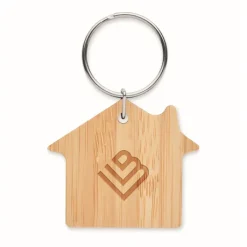 Gift Campaign Portachiavi promozionali in bambù a forma di casa></noscript> Portachiavi In Legno