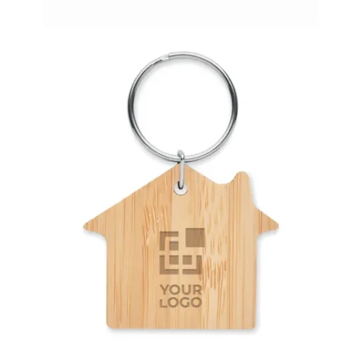 Gift Campaign Portachiavi promozionali in bambù a forma di casa> Portachiavi In Legno