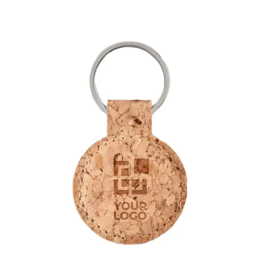 Gift Campaign Portachiavi pubblicitario rotondo in sughero con anello Eco Round> Portachiavi In Legno