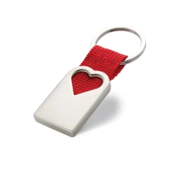 Gift Campaign Portachiavi pubblicitario fascia in tela e cuore fustellato Valentine> Portachiavi In Metallo