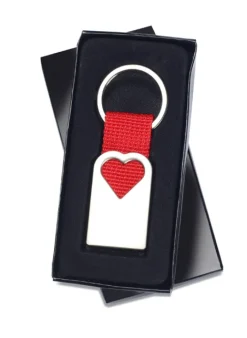 Gift Campaign Portachiavi pubblicitario fascia in tela e cuore fustellato Valentine> Portachiavi In Metallo