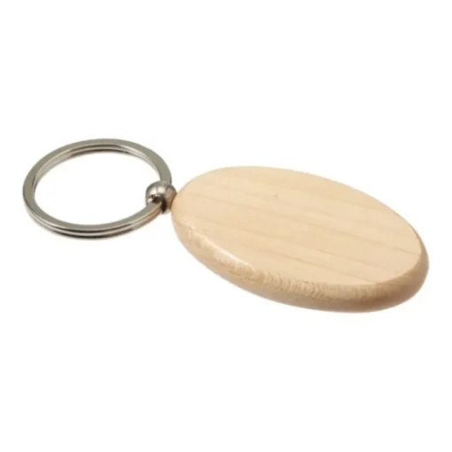 Gift Campaign Portachiavi pubblicitario in ovale con anello metallo OvalWood> Portachiavi In Legno