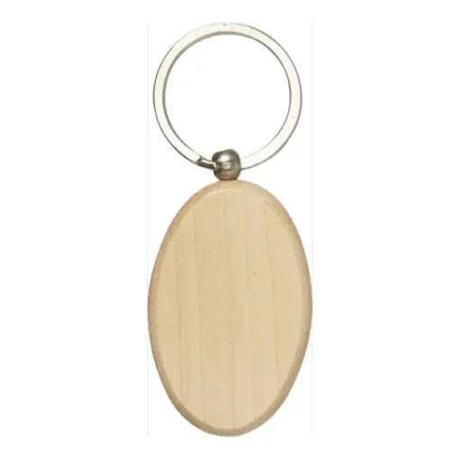 Gift Campaign Portachiavi pubblicitario in ovale con anello metallo OvalWood> Portachiavi In Legno