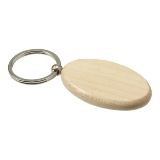 Gift Campaign Portachiavi pubblicitario in ovale con anello metallo OvalWood> Portachiavi In Legno