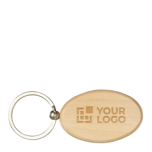 Gift Campaign Portachiavi pubblicitario in ovale con anello metallo OvalWood> Portachiavi In Legno