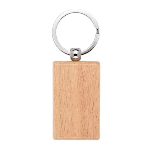 Gift Campaign Portachiavi rettangolare in legno di faggio con anello in metallo> Portachiavi In Legno