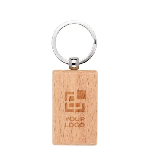 Gift Campaign Portachiavi rettangolare in legno di faggio con anello in metallo> Portachiavi In Legno