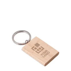Gift Campaign Portachiavi rettangolare con logo in legno con anello metallo Rectwood> Portachiavi In Legno