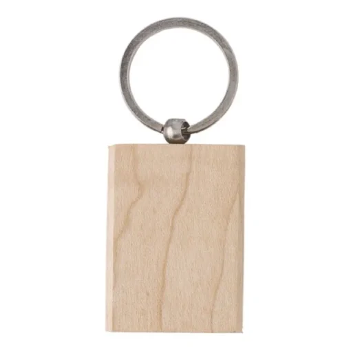 Gift Campaign Portachiavi rettangolare con logo in legno con anello metallo Rectwood> Portachiavi In Legno