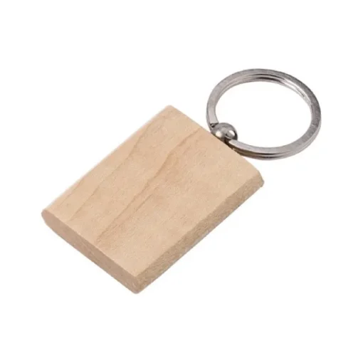 Gift Campaign Portachiavi rettangolare con logo in legno con anello metallo Rectwood> Portachiavi In Legno