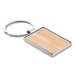 Gift Campaign Portachiavi rettangolare in bambù e lega di zinco Bamboo Rectangle> Portachiavi In Legno