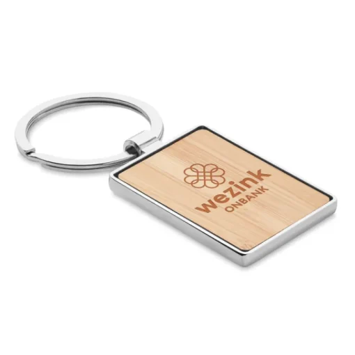 Gift Campaign Portachiavi rettangolare in bambù e lega di zinco Bamboo Rectangle> Portachiavi In Legno