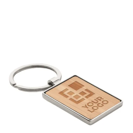Gift Campaign Portachiavi rettangolare in bambù e lega di zinco Bamboo Rectangle> Portachiavi In Legno
