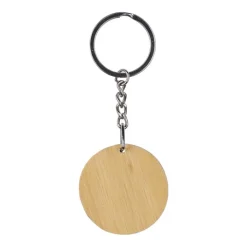 Gift Campaign Portachiavi rotondo in bambù con superficie nera personalizzabile> Portachiavi In Legno