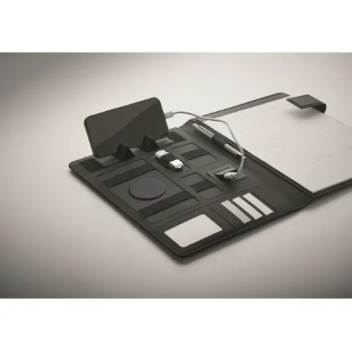 Gift Campaign Portadocumenti A4 in pelle e lino con powerbank e caricatore wireless> Portadocumenti Personalizzati