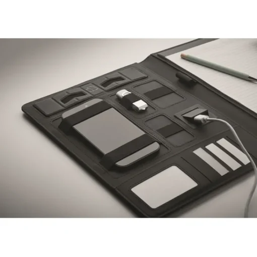 Gift Campaign Portadocumenti A4 in pelle e lino con powerbank e caricatore wireless> Portadocumenti Personalizzati
