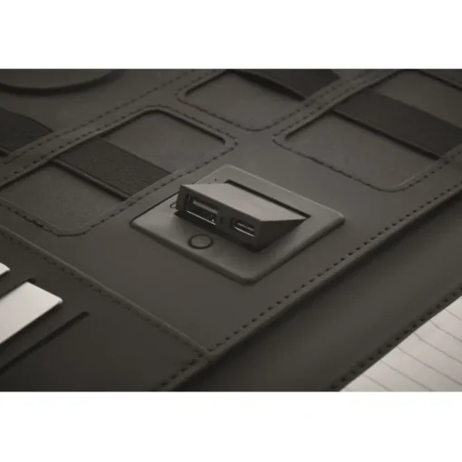 Gift Campaign Portadocumenti A4 in pelle e lino con powerbank e caricatore wireless> Portadocumenti Personalizzati