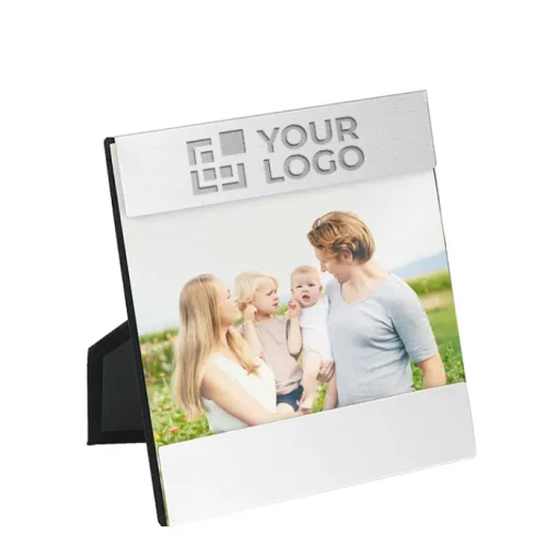 Gift Campaign Portafoto orizzontale con logo in alluminio da scrivania Alu> Gadget Per L'Ufficio