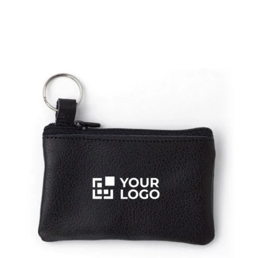 Gift Campaign Portamonete in pelle con zip e portachiavi personalizzabile> Portafogli