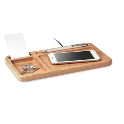 Gift Campaign Portaoggetti da tavolo in bambù con caricatore wireless da 5W Tidy></noscript> Caricabatterie|Gadget Per L'Ufficio