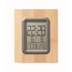 Gift Campaign Portapenne con logo in bambù con calendario ora e termometro Bamboo></noscript> Gadget Per L'Ufficio|Portapenne