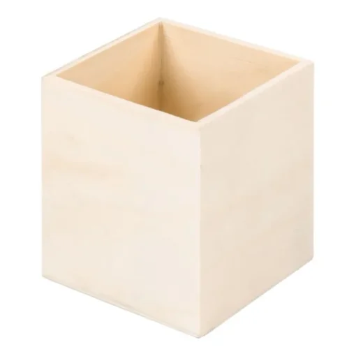 Gift Campaign Portapenne con logo in pannello di legno a forma di cubo Wood> Gadget Per L'Ufficio|Portapenne